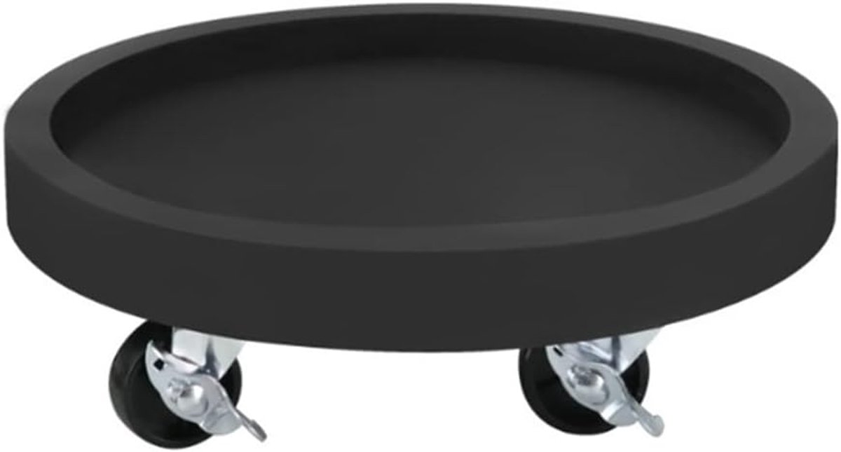 Bloempot dienblad ronde mobiele lade met universele wiel bloem pot basis plant base zwart (Size : 24cm)