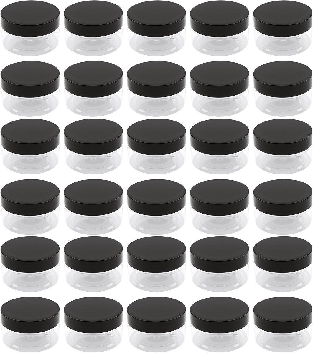 Transparante plastic potten met deksels voor make-up opslag, 100 ml ronde crèmecontainers, 30 stuks, ideaal voor cosmetica en knutselen, 41 x 71 mm