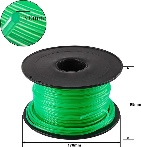Trimmer Draad - Gazon Snijlijn - Gazon Onderhoud - Zeshoekig Profiel - 3 mm x 100 m - Groen — afbeelding 5