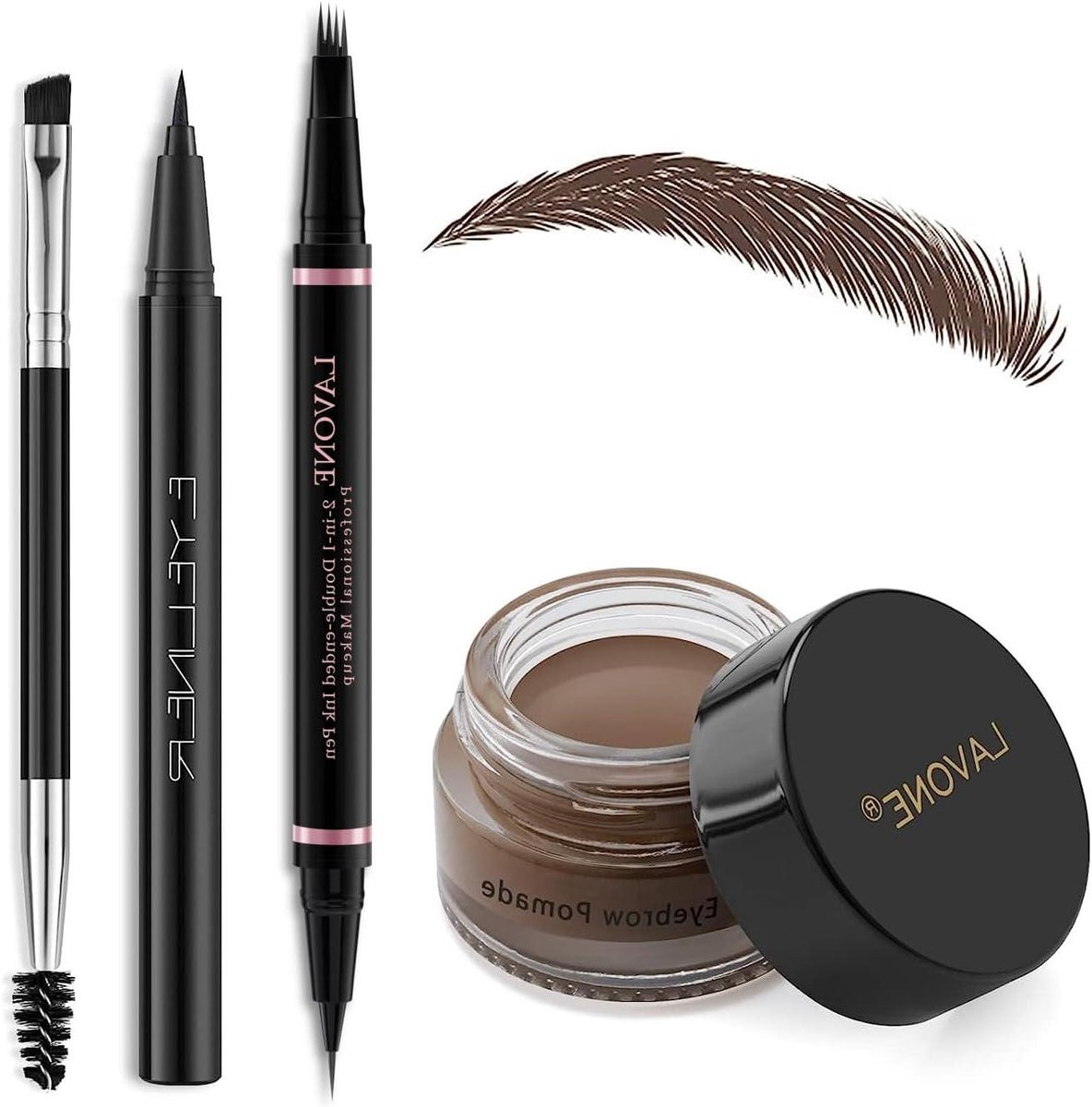 Wenkbrauw Make-up Set - Microblading Pen - Definieer Wenkbrauwen - Waterdicht Vlekbestendig - 16 x 11 x 2 cm - Donkerbruin