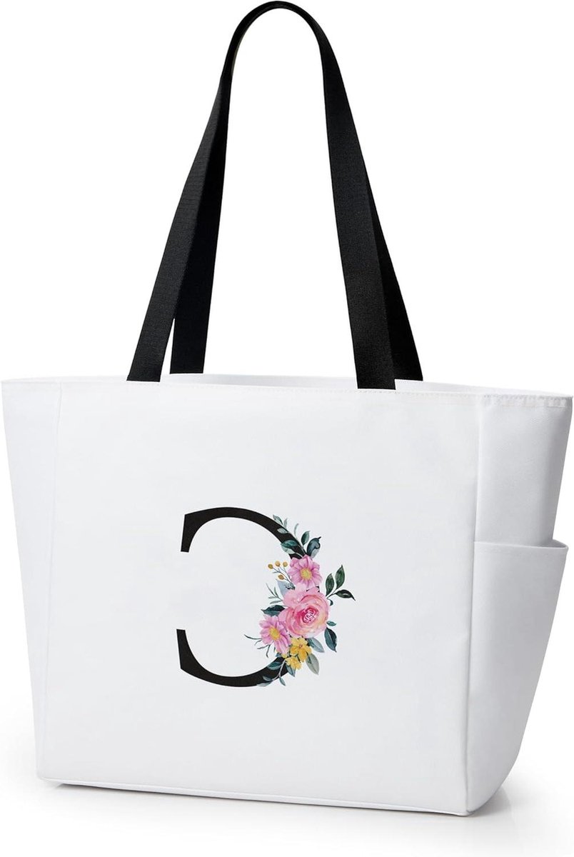 Strand Tote Bag - Draagtas Boodschappentas - Dagelijks Gebruik - Gepersonaliseerde Letters - 35 x 16 x 33 cm