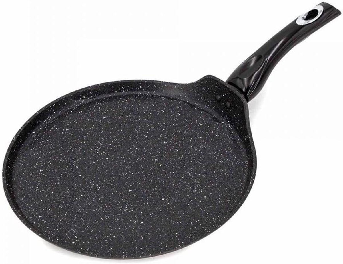 Pannenkoekenpan - Crêpepan Koekenpan - Pannenkoeken bakken - Drielaagse marmercoating - 28 cm - Zwart