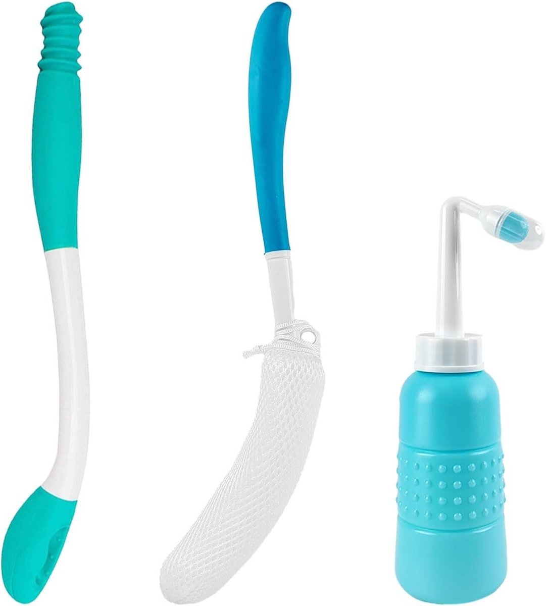 Toilet Hulpmiddel Set - Bidet Assistent Ondersteuning - Zelfstandig Toiletgebruik - Ergonomisch Ontwerp Grip - 3 Stuks - Groen en Blauw