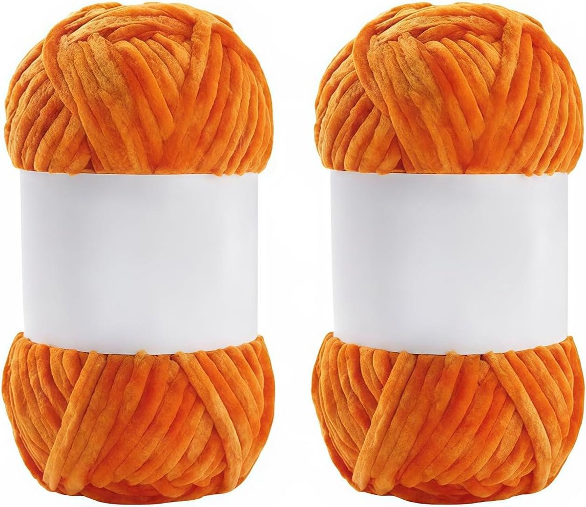 Chenille Garen Set - Fluwelen Garen Hobbymateriaal - Deken Breien - Zacht Polyester Materiaal - 2x 100g 87m - Oranje