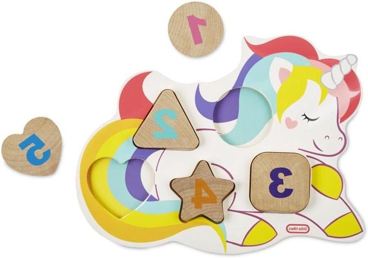 Houten Nummer Puzzel - Unicorn Puzzel Leerpuzzel - Leren Tellen - Unieke Vormen - 5.08 x 30.48 x 30.48 cm