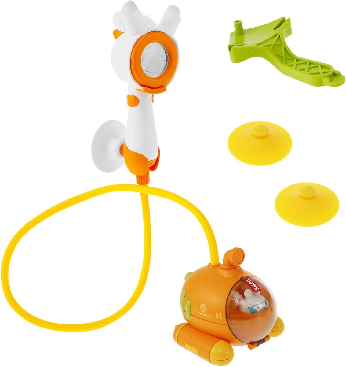 Baby Badspeelgoed - Douchekop Onderzeeër - Badtijd Plezier - Zachte Waterstroom - 65 cm Buis - Oranje