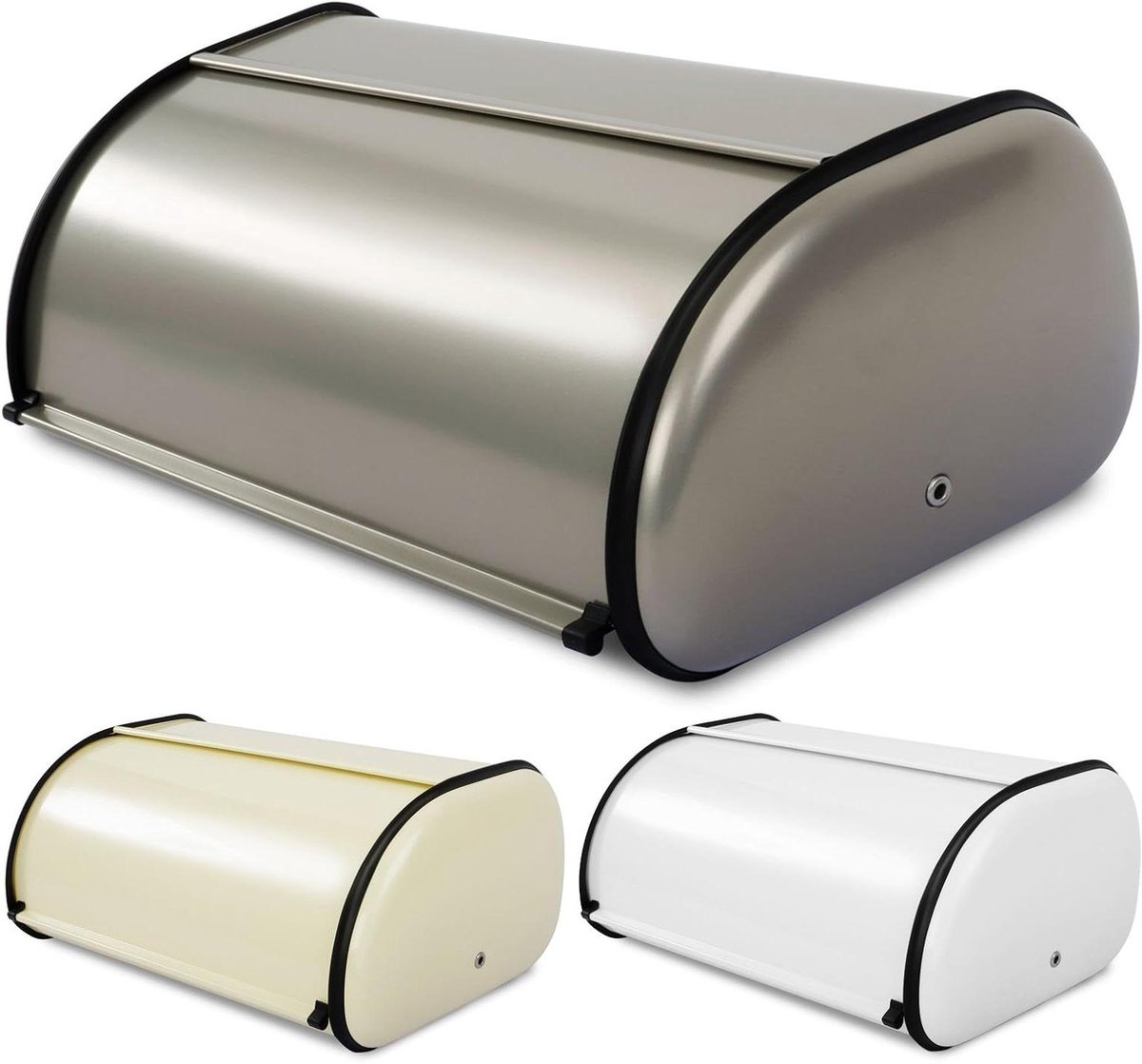 Broodtrommel met Roldeksel - Broodbox Keuken - Brood Vers Houden - Ventilatiegaten - 43.5 x 27 x 17 cm - Lichtgrijs