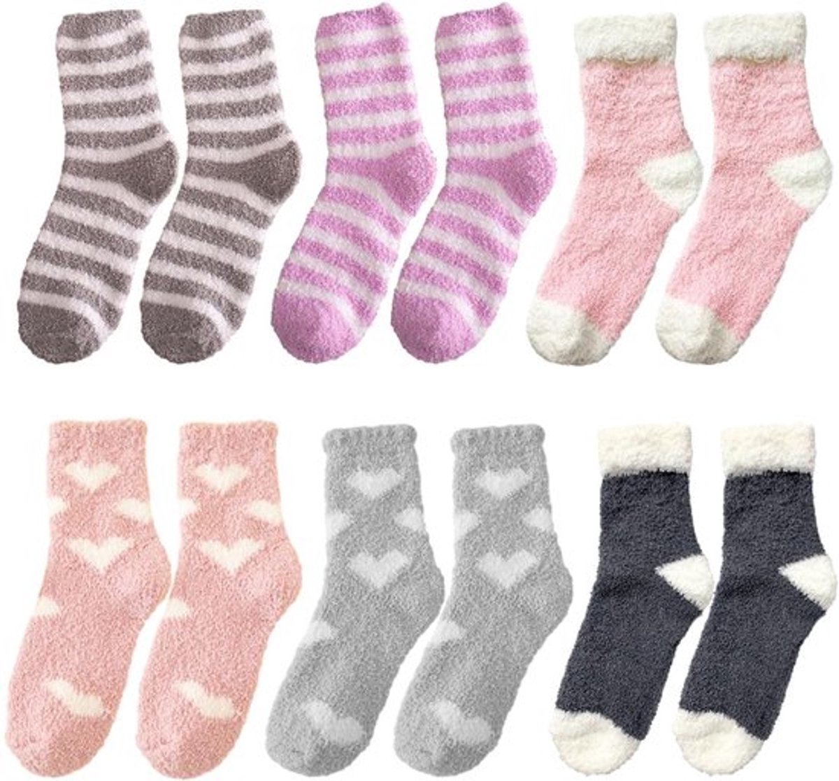 Store_9 Thermosokken voor dames Pluizige winterpluimsokken Bonbonkleurig