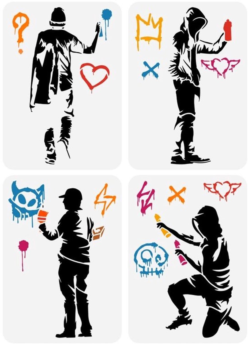 Aladdien - Fingerinspire Banksy-Man - Creatief Doelen - Herbruikbaar