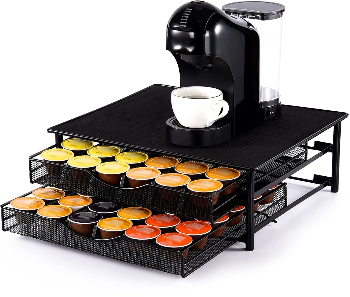 Capsulehouder met lades - Koffiecuphouder - Opbergbox geschikt voor Dolce Gusto cups - 72 koffiecups - Zwart
