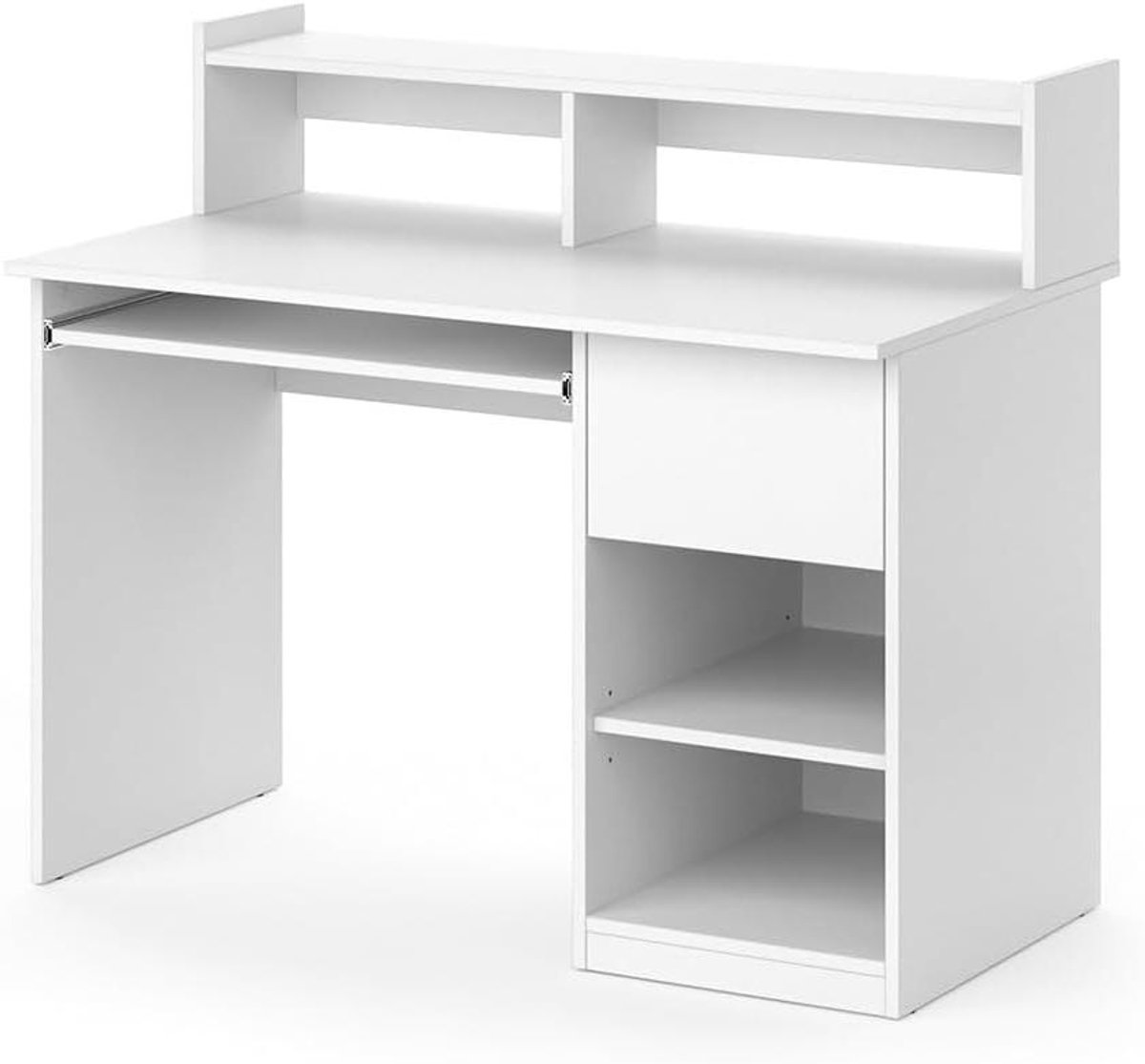Bureau Keno - Computer tafel - Thuiswerken - Uittrekbaar toetsenbordblad - 106 x 91.5 cm - Wit
