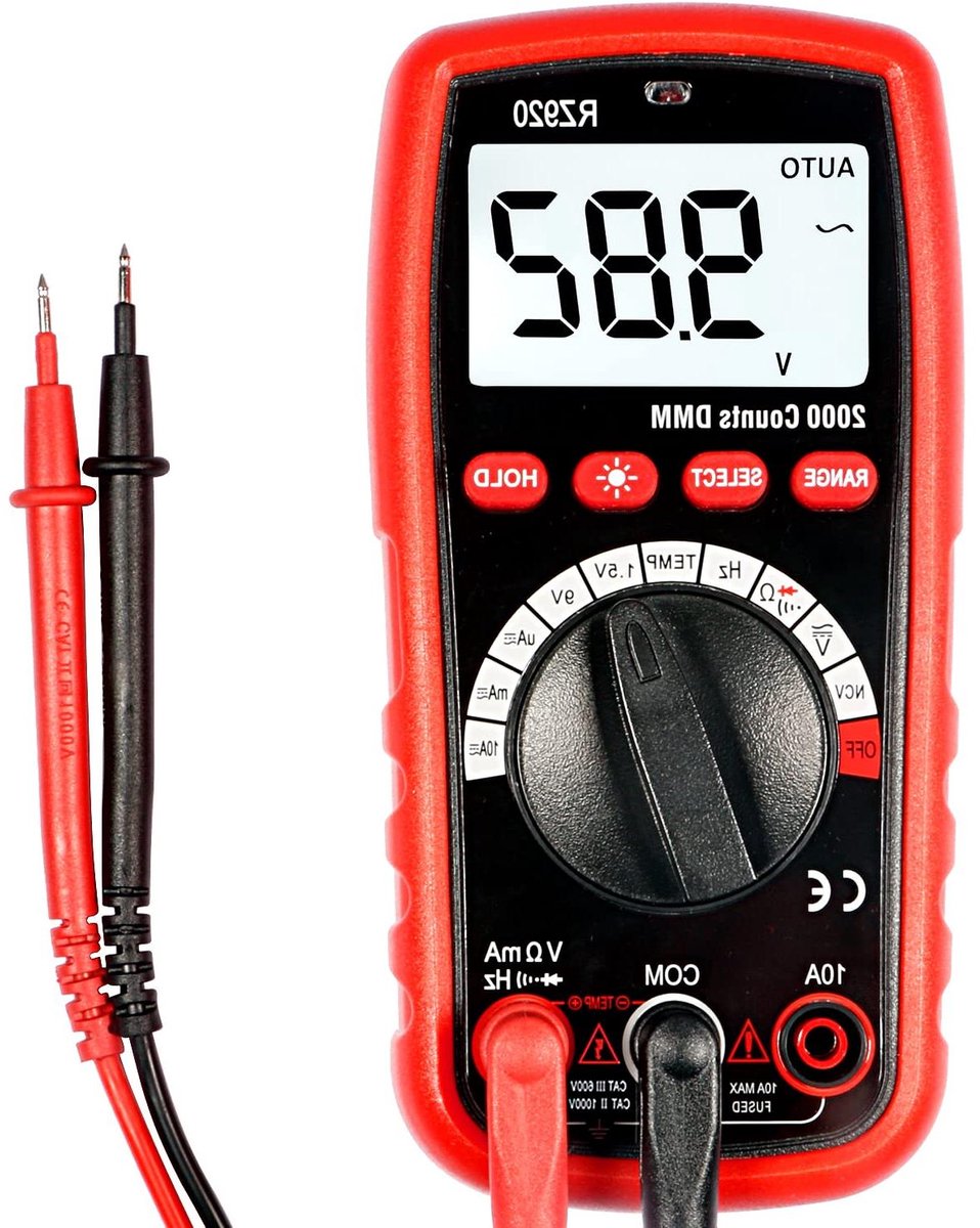Digitale Multimeter - Elektrische Tester - Klussen en Reparatie - NCV Spanningsdetectie - 6 Basismetingen - Zwart