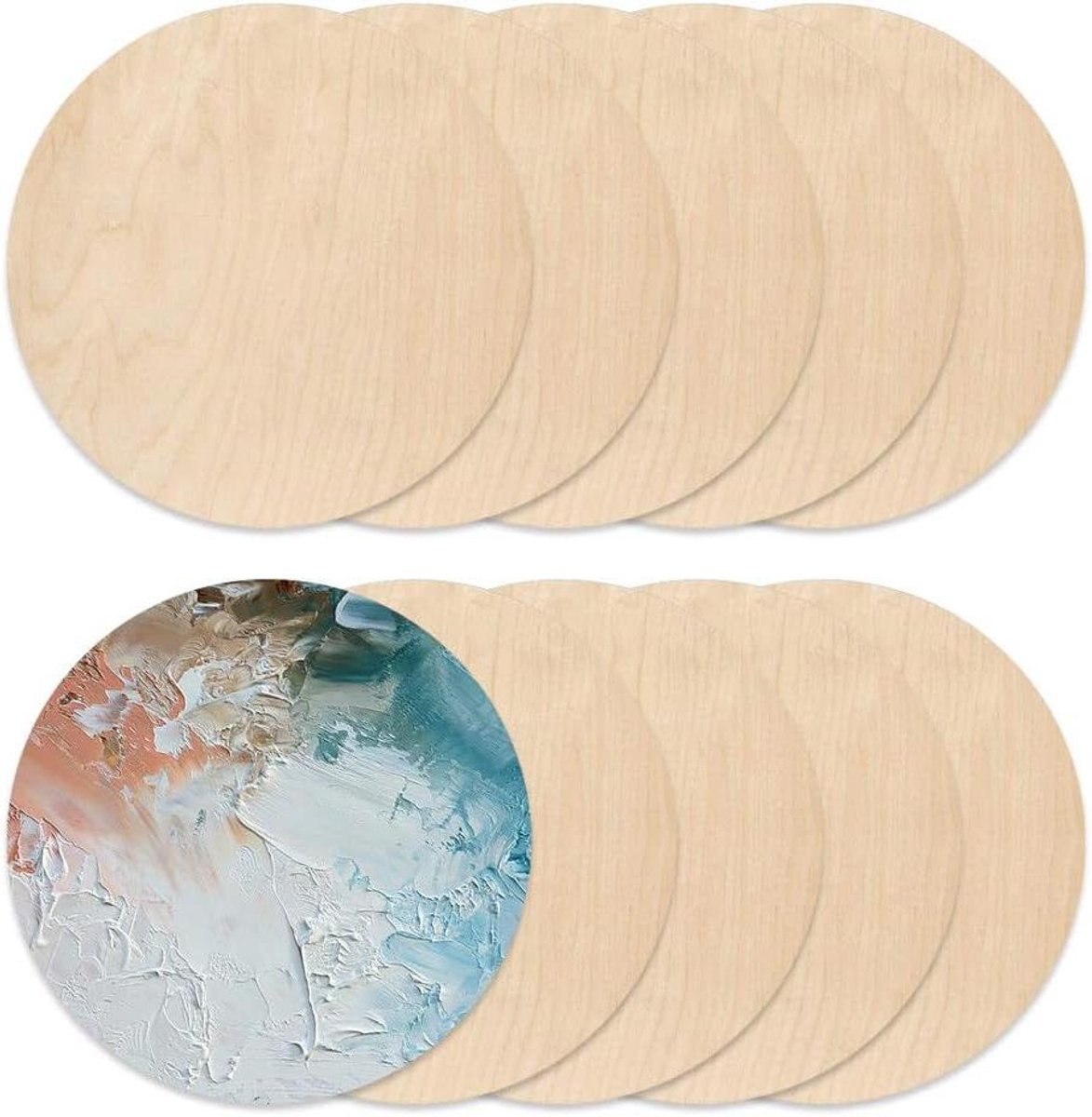 Ronde Houten Platen - Houten Cirkels - Knutselen en Decoratie - Glad Natuurlijk Hout - 10 Stuks 25 cm - Naturel