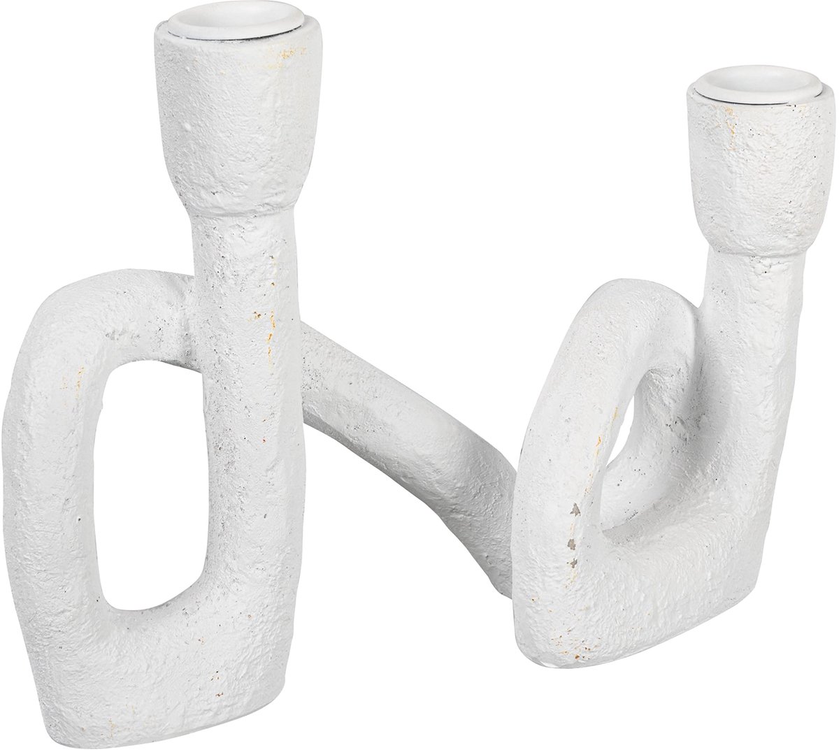 Moderne Sculpturale Dubbele, Witte Taper Kaarsenhouder