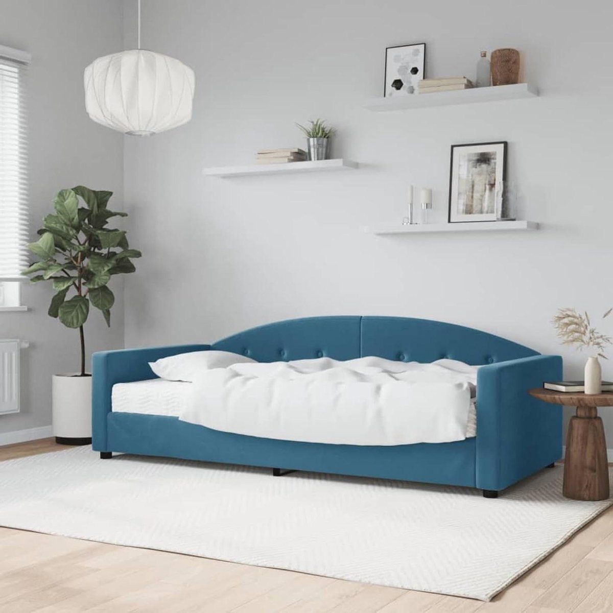 Slaapbank met matras - Dagbed bank - Gasten ontvangen - 2-in-1 functie - 90 x 200 cm - Blauw