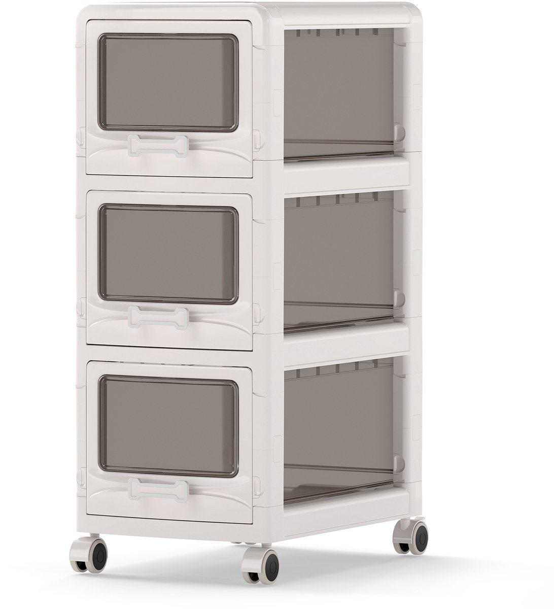 COSTWAY Nischenkast met wielen, niswagen met 3 laden | 30 cm breed nisrek, smalle opbergwagen, badkamerrolwagen voor badkamer, slaapkamer, wit
