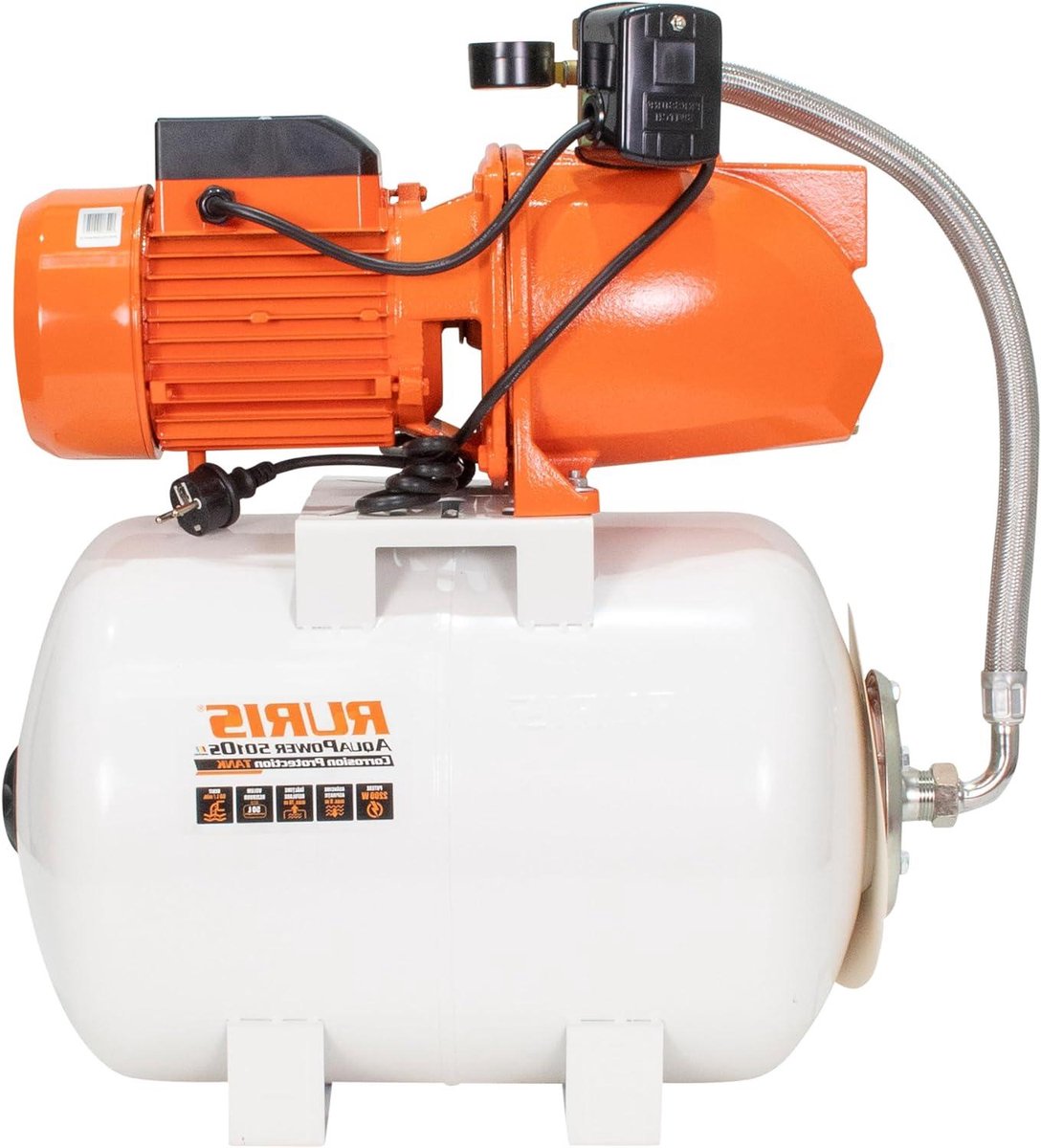 Hydrofoor Pomp - Booster Set - Constante Waterdruk - Grote Tank Capaciteit - 50 Liter - Oranje