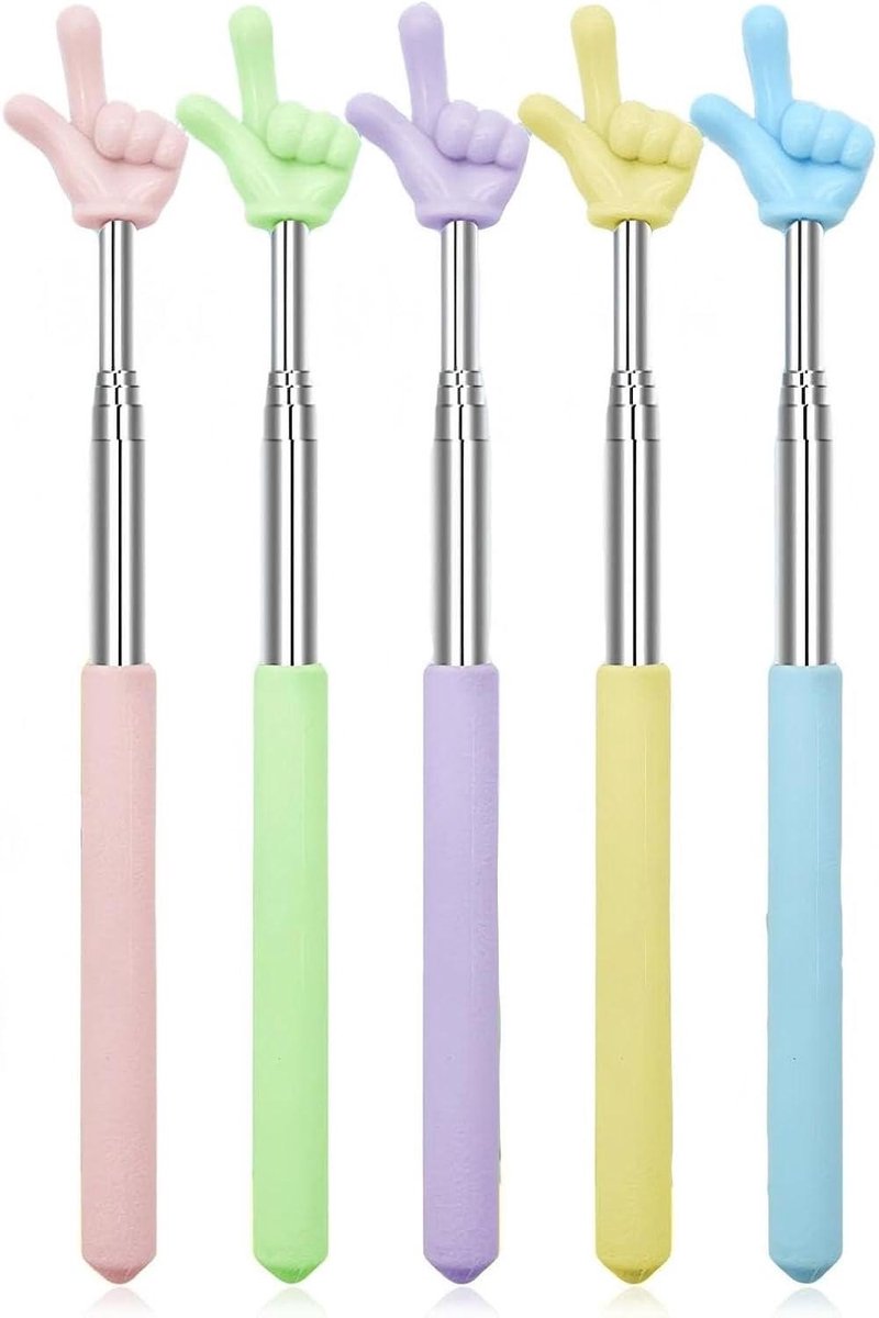 Leraren Aanwijzer - Presentatie Stick - Klaslokaal Lesgeven - Intrekbaar Ontwerp - 5 Stuks - Multicolor