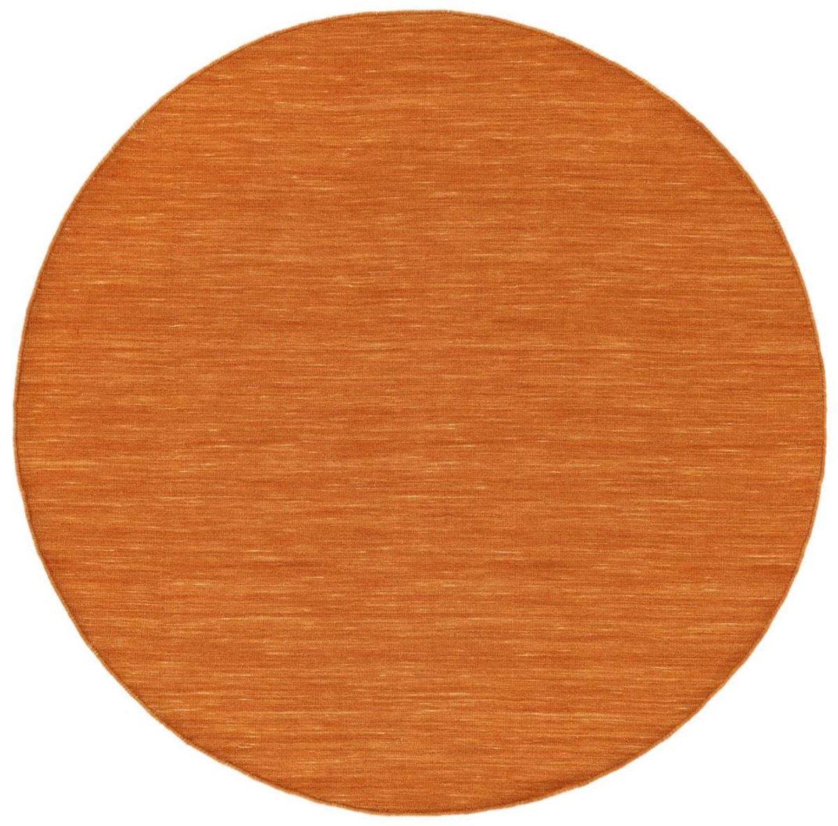 Handloom flat, Vloerkleed, Kelim, Ø 150 cm, Rond, Laagpolig, Woonkamer, Eetkamer, Slaapkamer, Hal, Alleen chemisch reinigen, Care & Fair gecertificeerd, Oranje