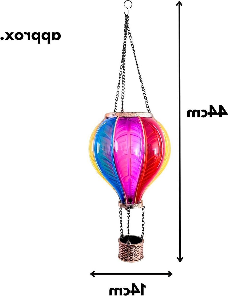 Zonne Lantaarn Ballon - Decoratie Licht - Buiten Verlichten - Realistisch Vlam Effect - 44 x 14 cm - Rood