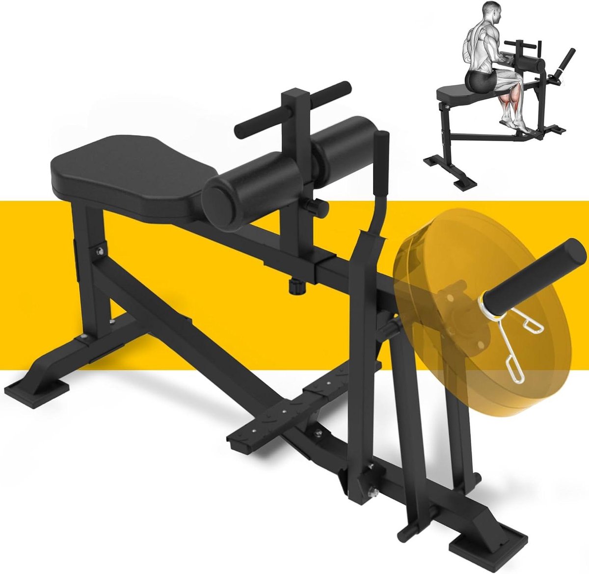 Kuitmachine Zittend - Beentrainer Kuit - Beenspieren Trainen - Verstelbare Hoogte Afstand - 122 x 50 x 88 cm - Zwart