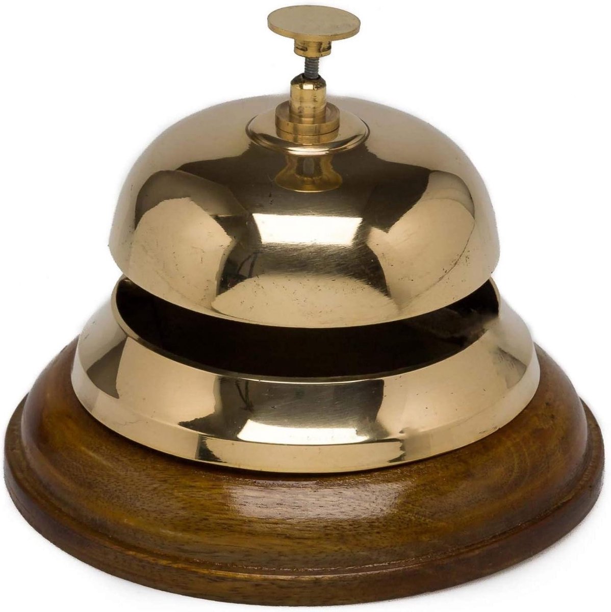 Hotelbel - Receptiebel Tafelbel - Klantenservice Melden - Antieke Stijl - 12 x 12 x 12 cm - Messing