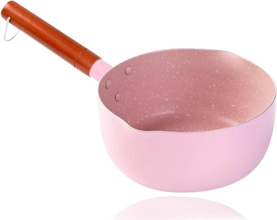 Steelpan - Melkpan Sauspan - Koken Verwarmen - Dubbele Schenktuiten - 18 cm - Roze