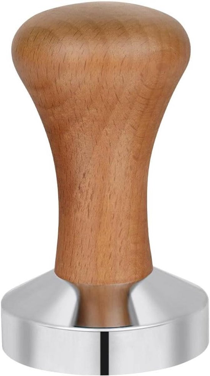 Koffie Tamper - Espresso Tamper - Espresso Bereiden - Roestvrij Staal - 51 mm - Donker Hout