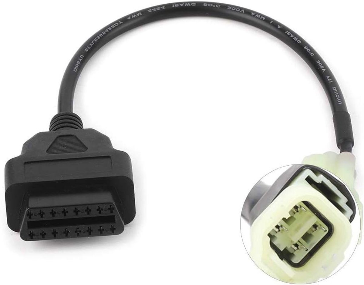 Motorfiets OBD2 Kabel - Diagnostische Plug Adapter - Motor Fouten Detecteren - 4-Pin Connector - Niet van toepassing - Zwart
