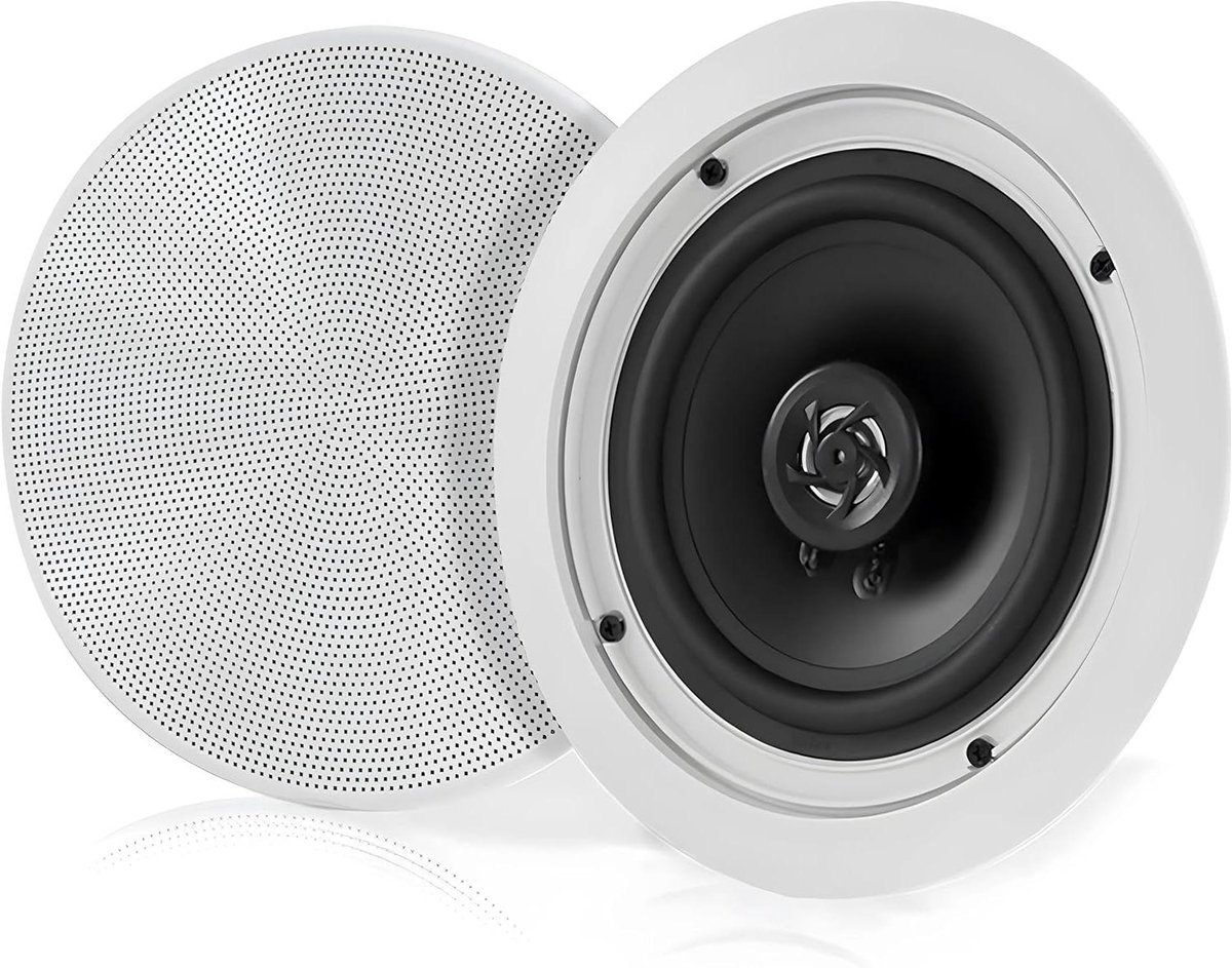 Inbouw Luidsprekers - Plafondspeakers Bluetooth - Draadloos Muziek Streamen - Verwisselbare Grills - 150 Watt - Wit