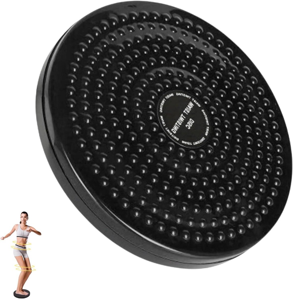 Taille Twister Schijf - Balansschijf Fitness - Vet Verbranden - Antislip Oppervlak - 25 x 25 x 3 cm - Zwart