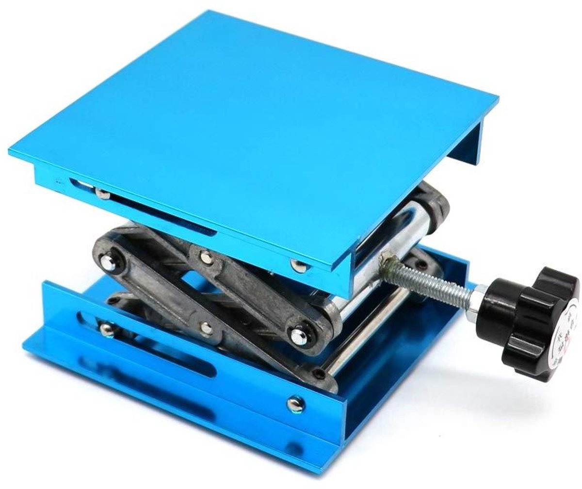 Lab Lift Platform - Laboratoriumkrik Hefplatform - Experimenten Uitvoeren - Verstelbare Hoogte - 10x10x15 cm - Blauw