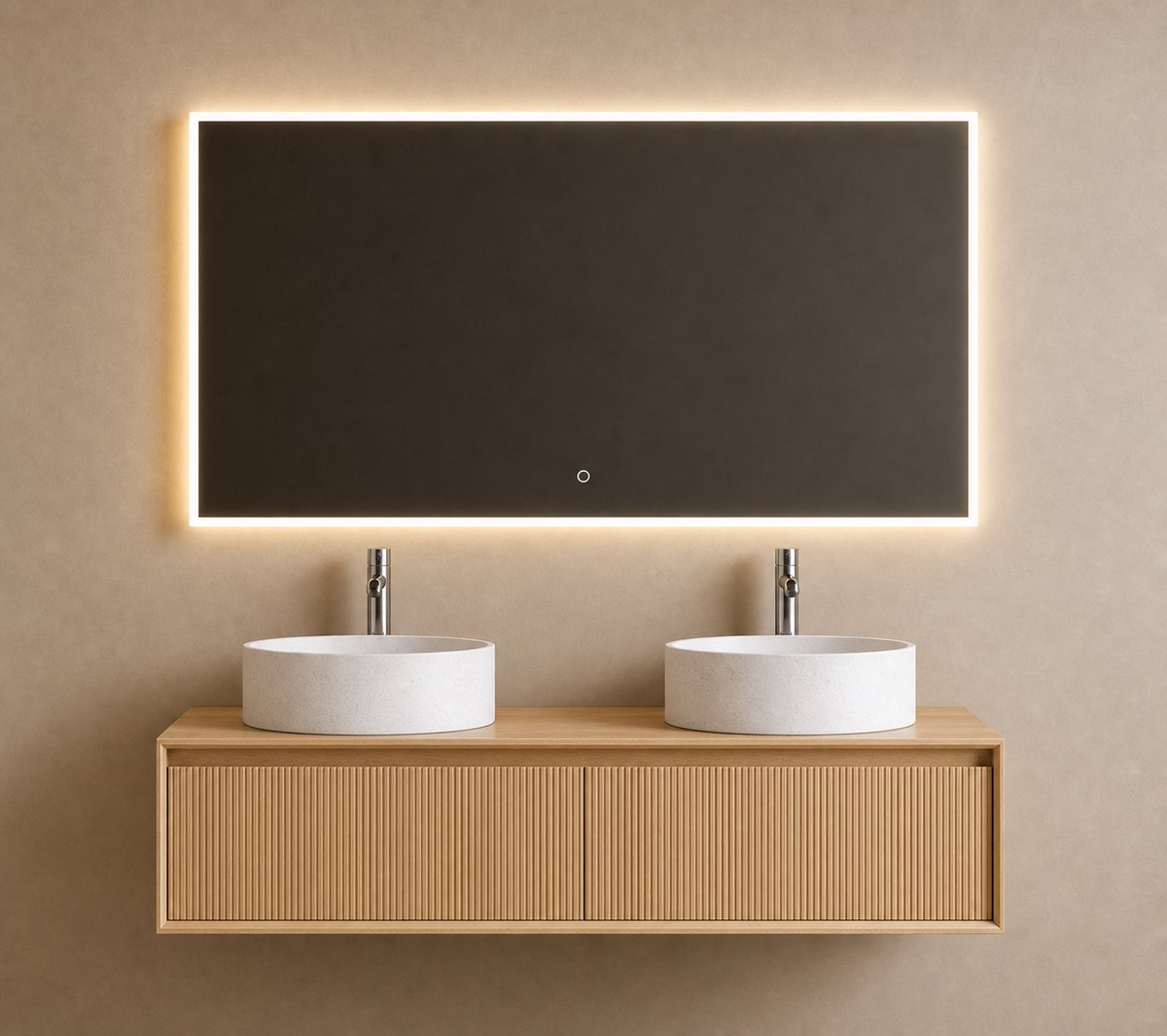 ZIMMER Badkamermeubel Set FLOATING Dubbel met 2 Wastafels 120x50x30 cm Naturel eik – Soft-Close – Zwevend Badmeubel Compleet