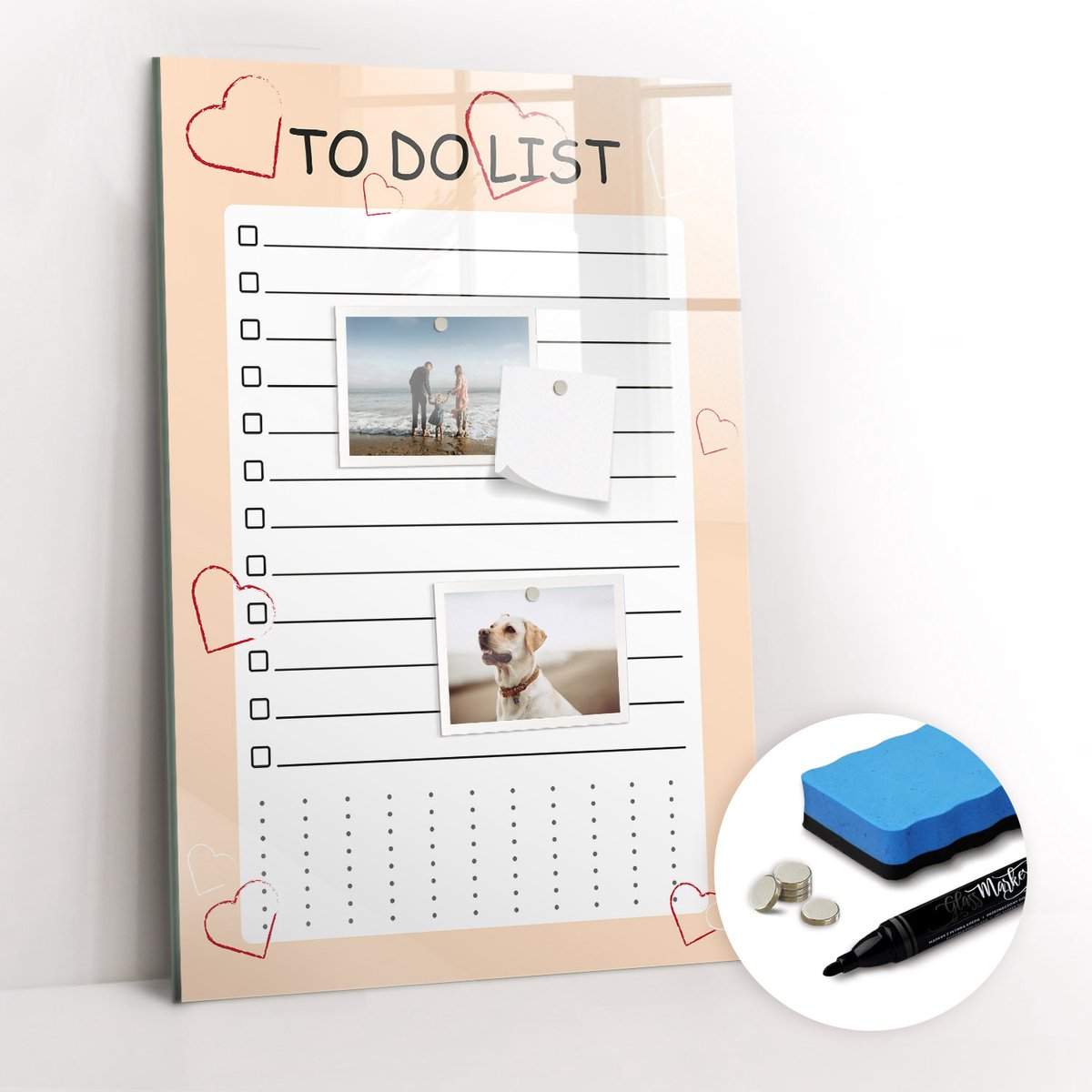 Tulup Whitebord - Home To-Do Planner - 40 x 60 cm - Oranje Memobord Magnetisch - Gratis 5 Sterke Magneten + Whiteboard Marker & Wisser - Minimalistisch Prikbord - Magneetbord Muur - Organiseer Je Bureau