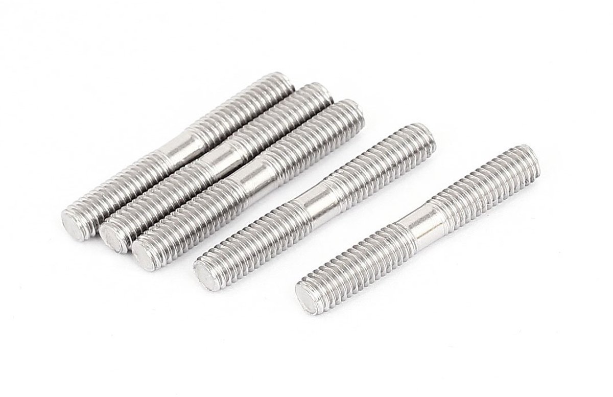 sourcingmap M6x40mm 304 roestvrij staal dubbel einde schroefdraad schroef bout 5st