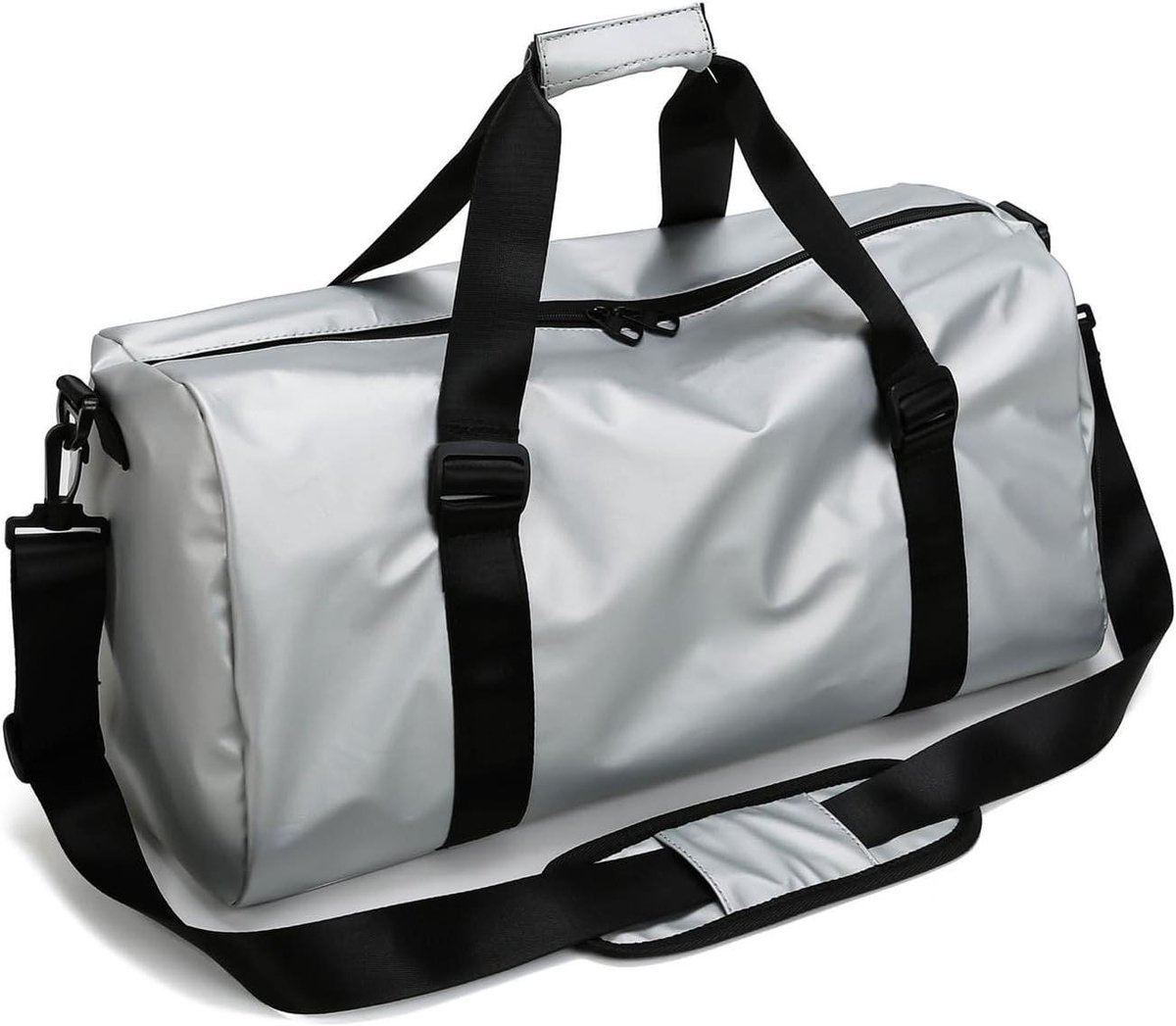 Sporttas - Reistas Gymtas - Weekendje Weg - Schoenen en Nat Vak - 52x24x24 cm - Zilver