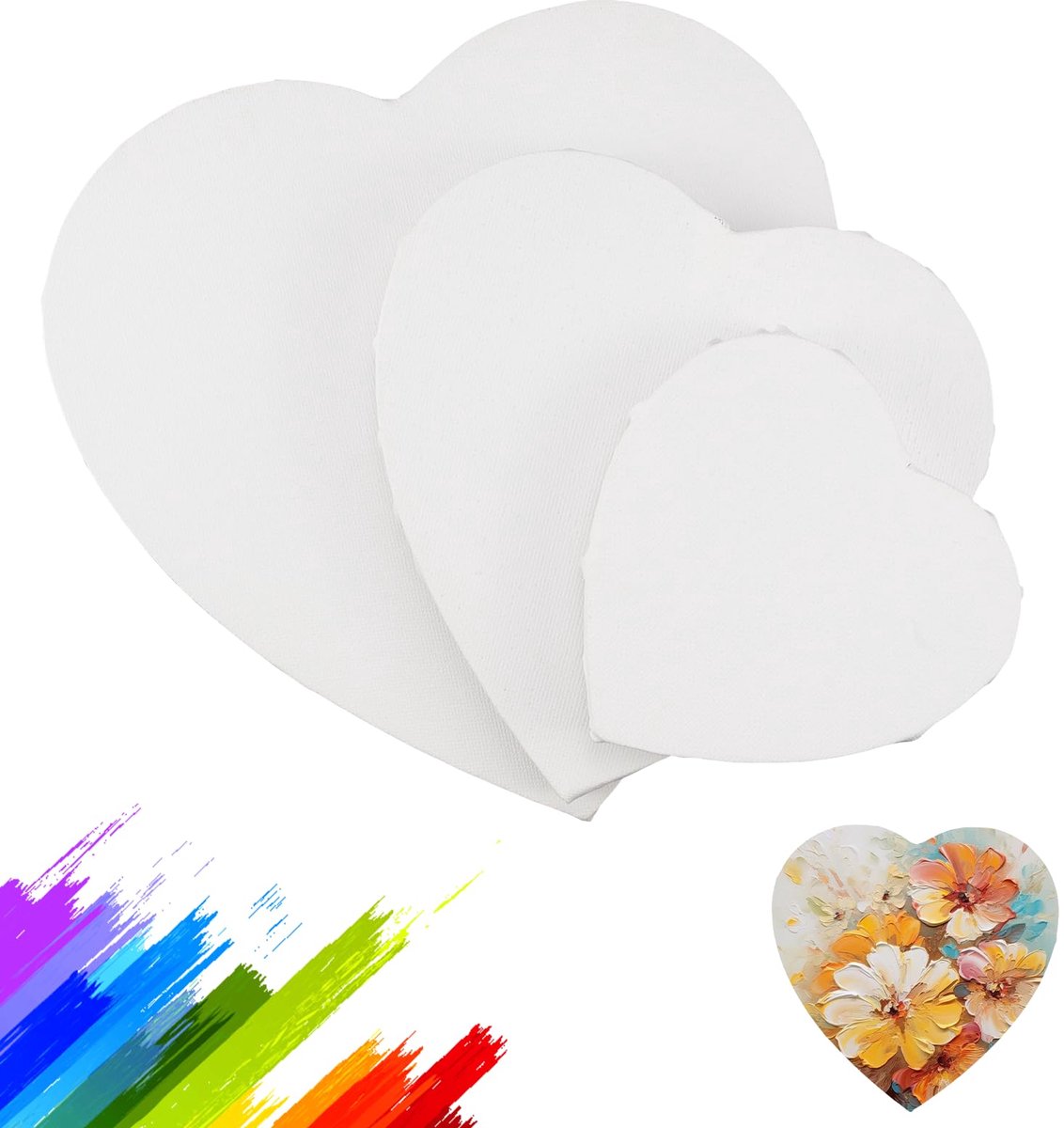 Canvas om te Schilderen Canvas Hartvorm 3 Stuks Gespannen Canvas Frame Hartvorm Katoen Canvas voor Schilderen Tekenen Home Decoraties 10/15/20 cm