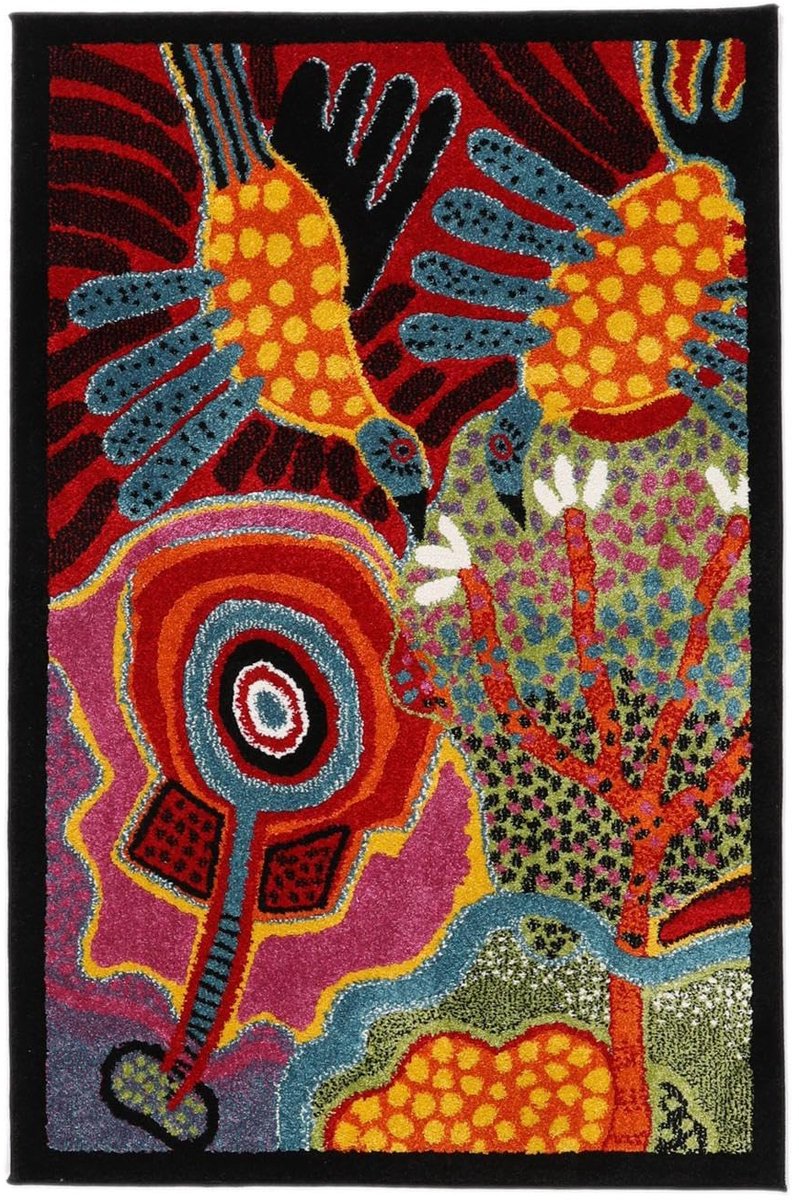 RugVista Twins, Vloerkleed, Moderne Onze ontwerpers, 140 x 200 cm, Rechthoekig, Middelpolig, Alleen chemisch reinigen, Multi/Donker Rood
