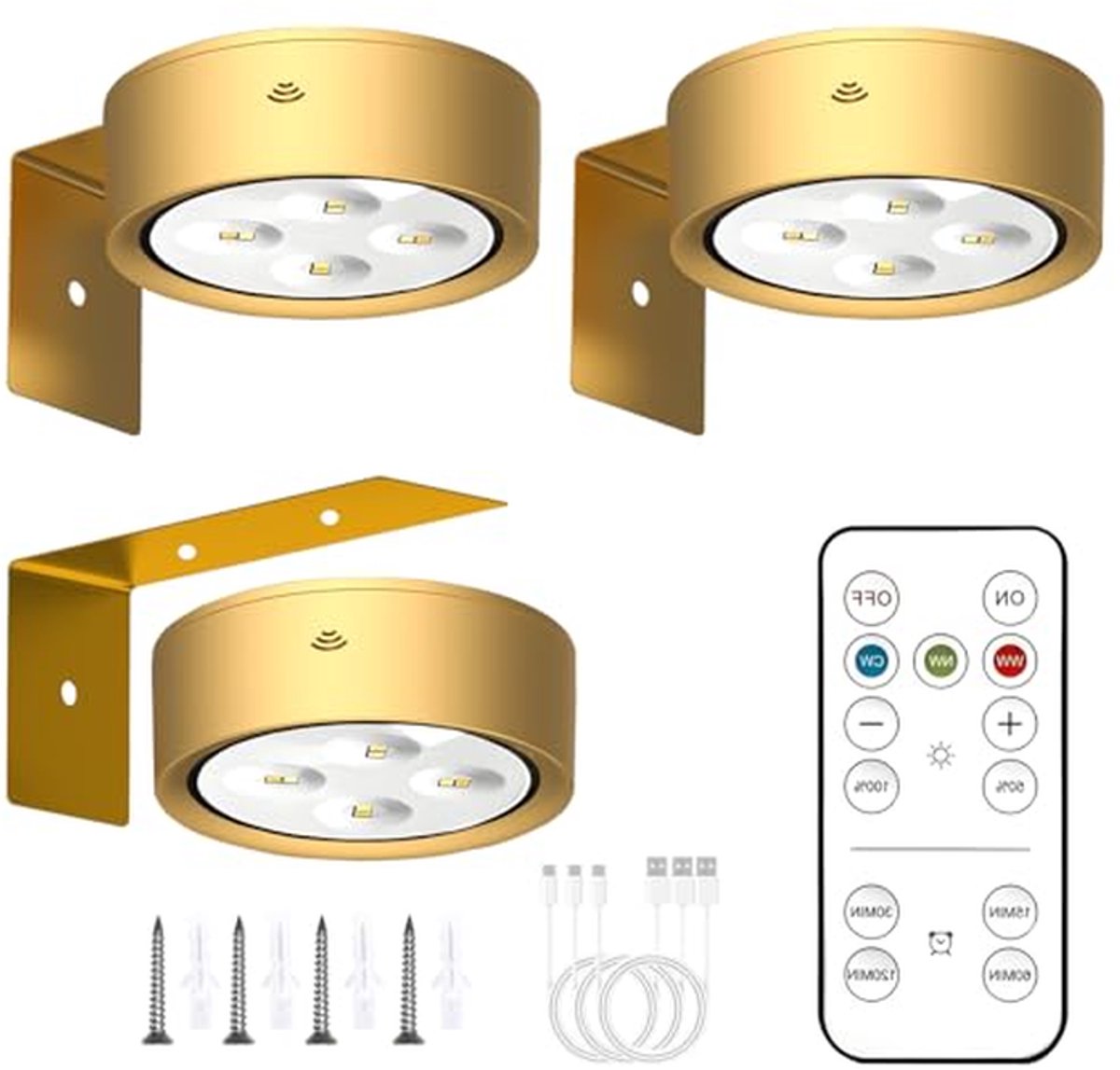 Draadloze Wandlamp met Afstandsbediening - Set van 3 - LED Verlichting voor Schilderijen en Fotolijsten - 3 Kleurtemperaturen