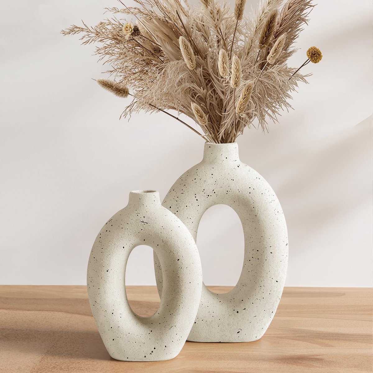 Vaas, set van 2, woondecoratie voor woonkamer, Enterway, bruiloft, oesterwit