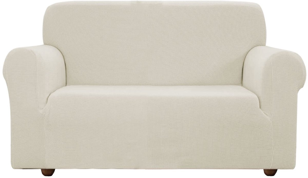 E EBETA Stretch Sofa hoes Sofahoezen, Jacquard Sofahoezen voor bank, fauteuil 3-zits (Ivoor wit, 185-235 cm)
