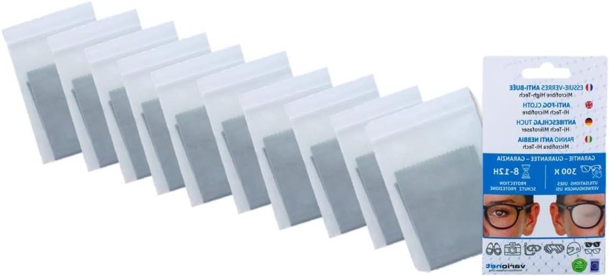 Reinigingsdoekjes Bril - Anti-condens Doekjes - Helder Zien - 300 Applicaties - 15 x 18 cm - Grijs