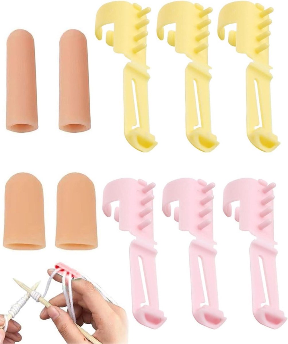 Breiset met Bescherming - Garengeleiders Vingerbeschermers - Haken en Breien - Verstelbare Haakringen - 10-delige set - Multicolor