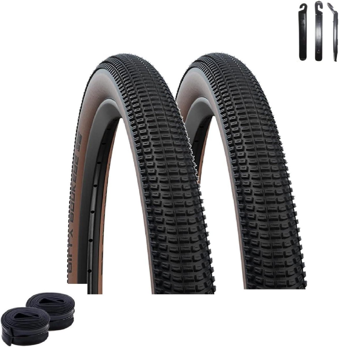 Fietsbanden set - Banden binnenbanden - Mountainbiken - Inclusief bandenlichters - 26 x 2.10 inch - Brons