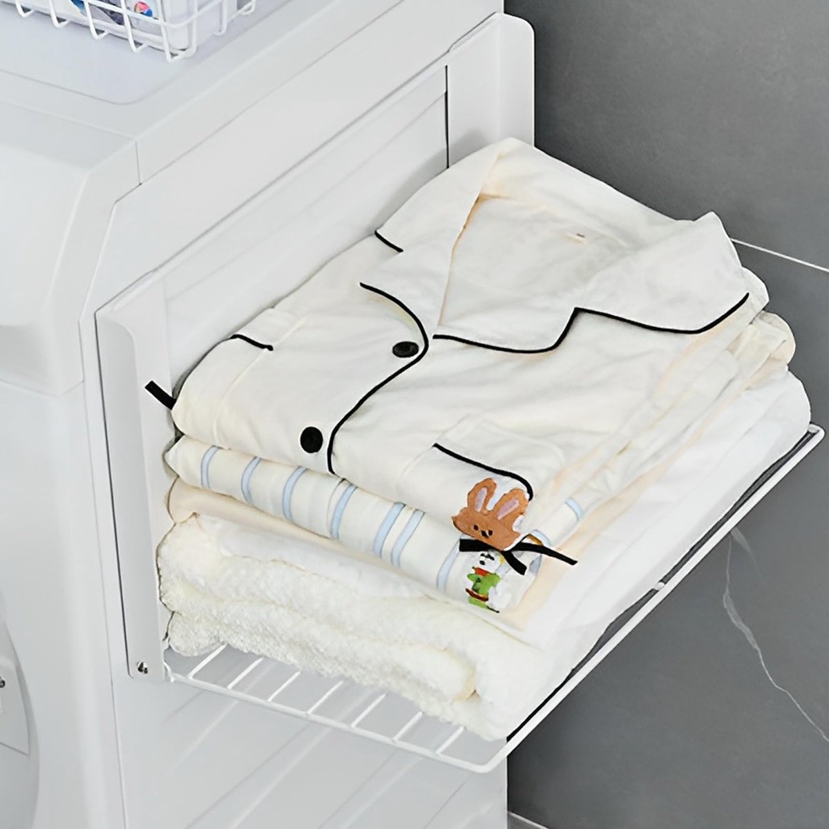multifunctionele organizer plank voor wasmachine zijopslag, koelkast magneet organizer plank, handdoekopbergrek voor badkamer, wasruimte, magnetische opvouwbare plank (wit)