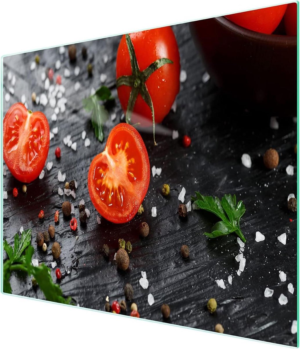 Glazen Kookplaat Afdekplaat - Snijplank Glas - Keuken Beschermen - Gehard Glas - 52 x 30 cm - Tomaten