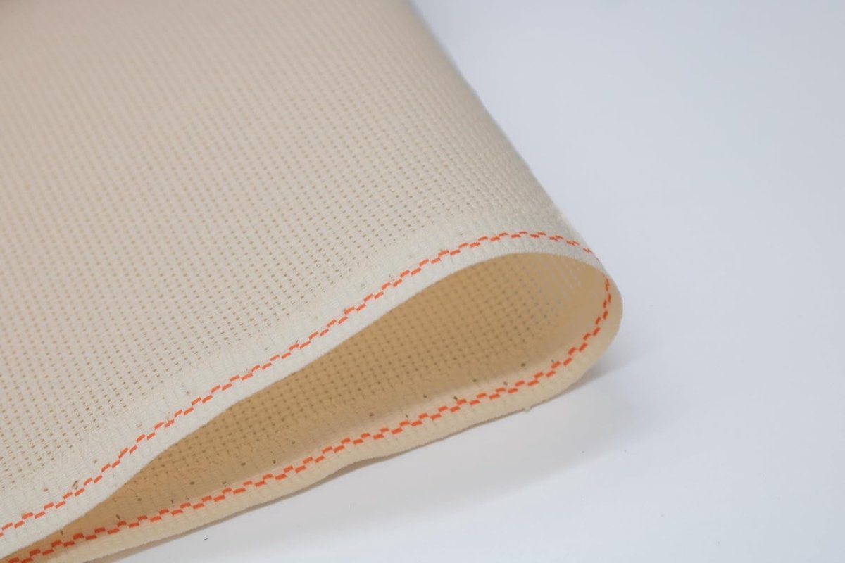 Zweigart Aida 18 ct beige 3428/264, stof voor kruissteek, 50 x 50 cm, Aida-stof 18 ct voor borduurwerk en halfsteek, katoenen stof voor kruissteek