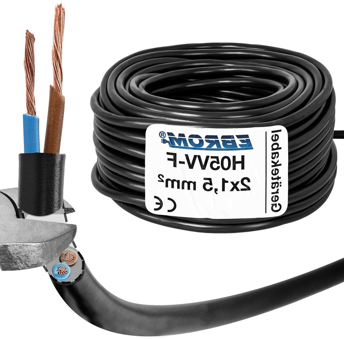 Kunststof Slang Kabel - Apparaatkabel Stroomkabel - Stroom Aansluiten - Gemiddelde Mechanische Belasting - 2x15 mm² - Zwart