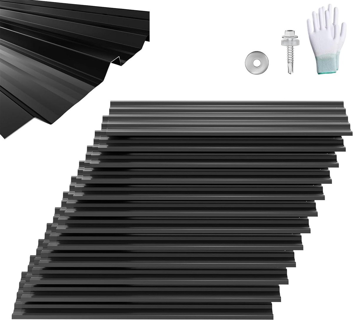 Trapezium Platen - Dakplaten Golfplaat - Dak Bedekken - Verzinkt Staal - 129 x 45 cm - Zwart