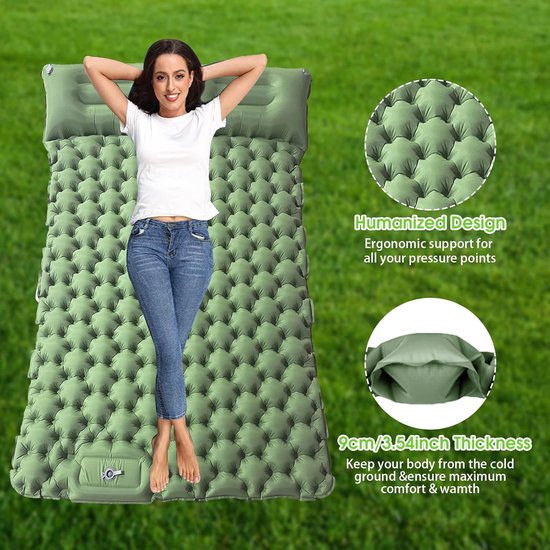 Zelfopblazend Dubbel Luchtmatras voor Camping - Ultralicht, Inclusief Voetpomp en Kussen - Ideaal voor Outdoor Activiteiten van Quechua — afbeelding 3